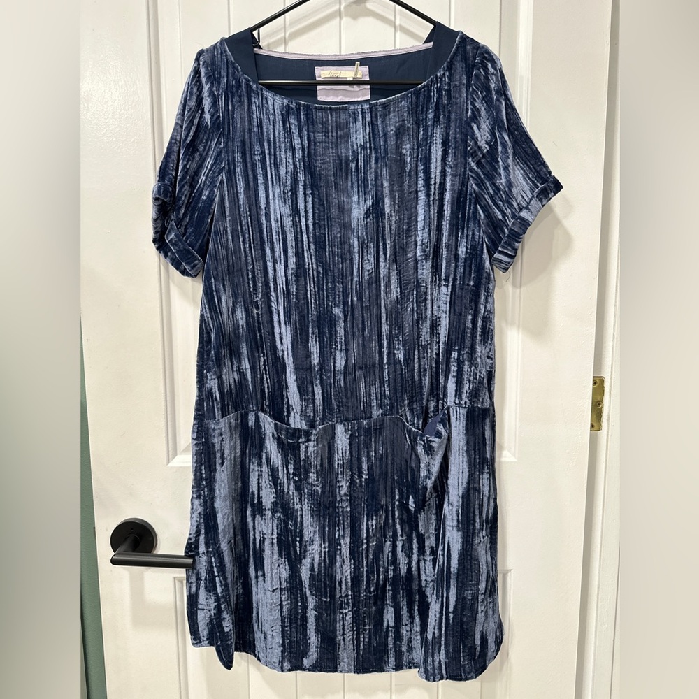 Anthropologie Floreat Navy Velvet Mini Dress